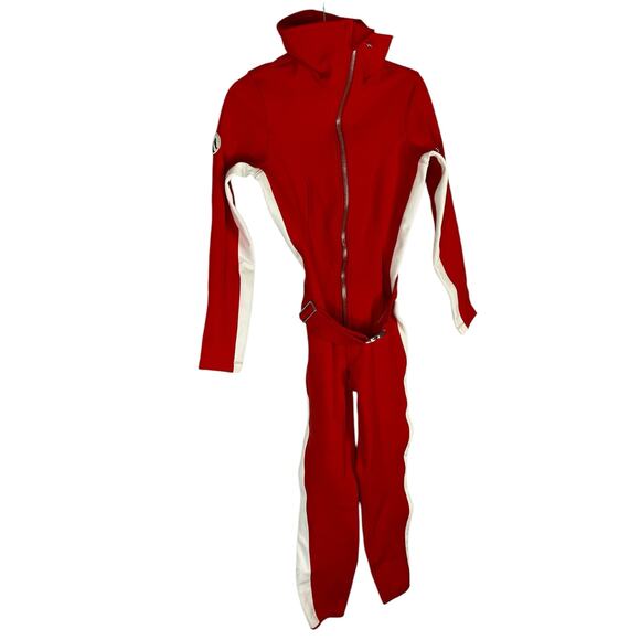 Cordova Ski Suit Snowboarding Waterproof Zip Front Belted Firey Red White Size S - Picture 4 of 16